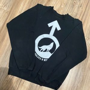 Hanes Black Crewneck Sweatshirt Wolf Print M